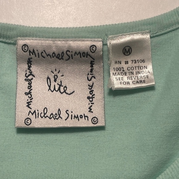 Vintage 90s Michael Simon Lite Medium Beaded T-Shirt Dress Turquoise Floral Midi - Picture 12 of 12